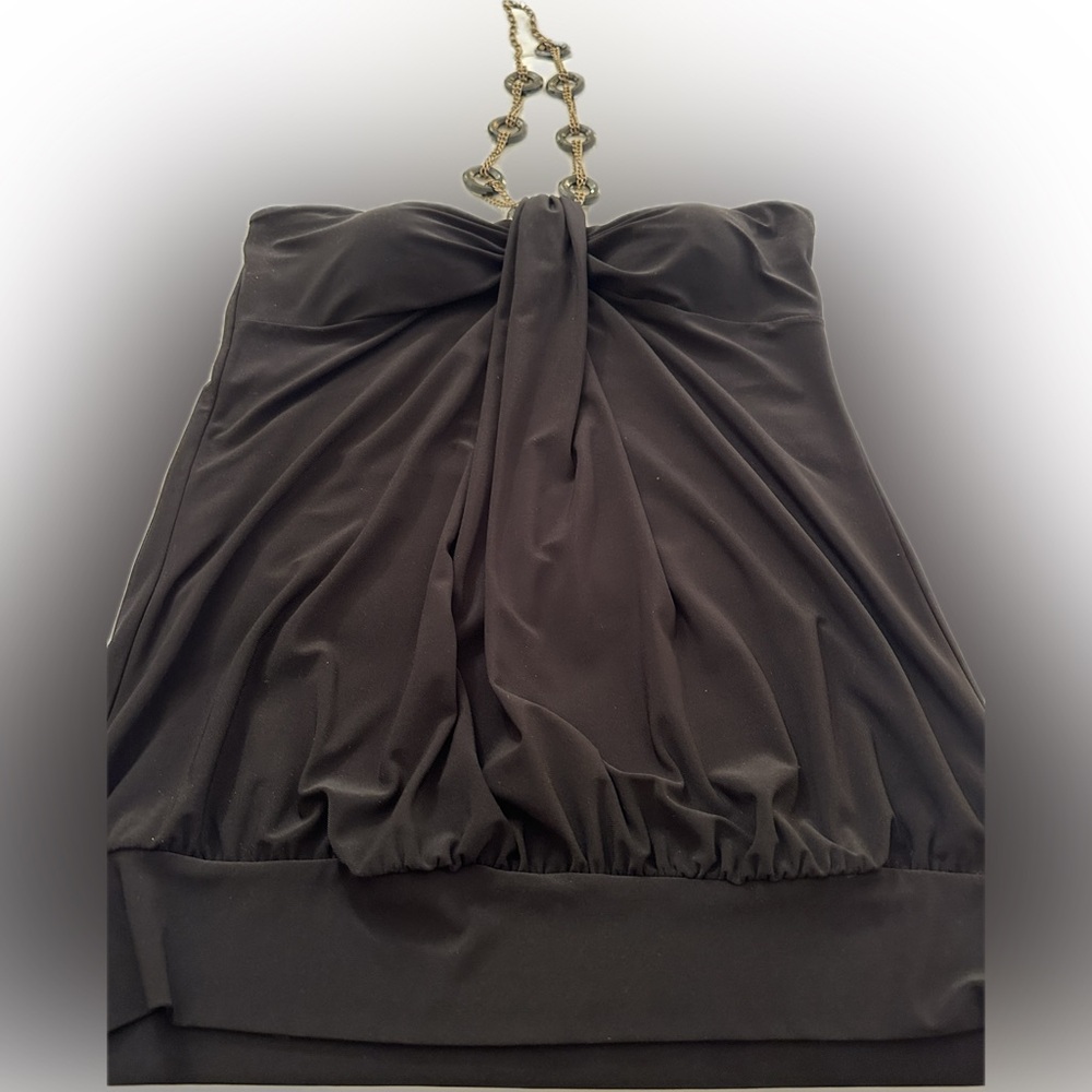Studio Y Black Halter Top w/ Chain and Bead Accents - Picture 7 of 8